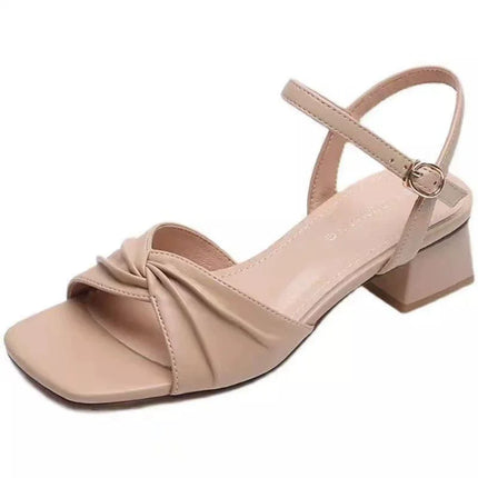 Versatile women's mid-heel platform sandals, new fashionable 2026 spring single-strap high-heeled Roman sandals