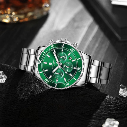 SAPPHERO Orologio Uomo Quarzo Lusso Cronografo Sport Acciaio Inossidabile Impermeabile 50M Data Luminoso Orologio Elegante Business