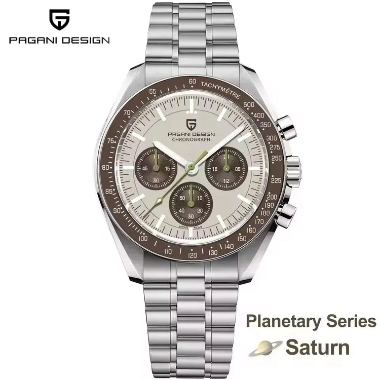 PAGANI DESIGN 500 Orologio da Uomo di Lusso con Tachimetro Circolare, Cronografo Sportivo, Vetro Zaffiro AR, Movimento Giapponese, Acciaio 316L, Luminoso