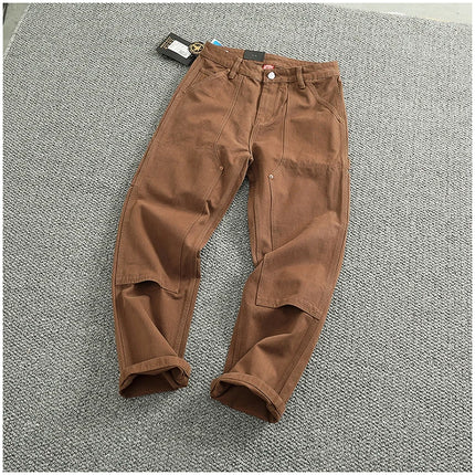 2025 Spring and Autumn New American Retro Heavyweight Patchwork Cargo Pants Men's Fashion Multi-pocket Casual Loose Trousers
