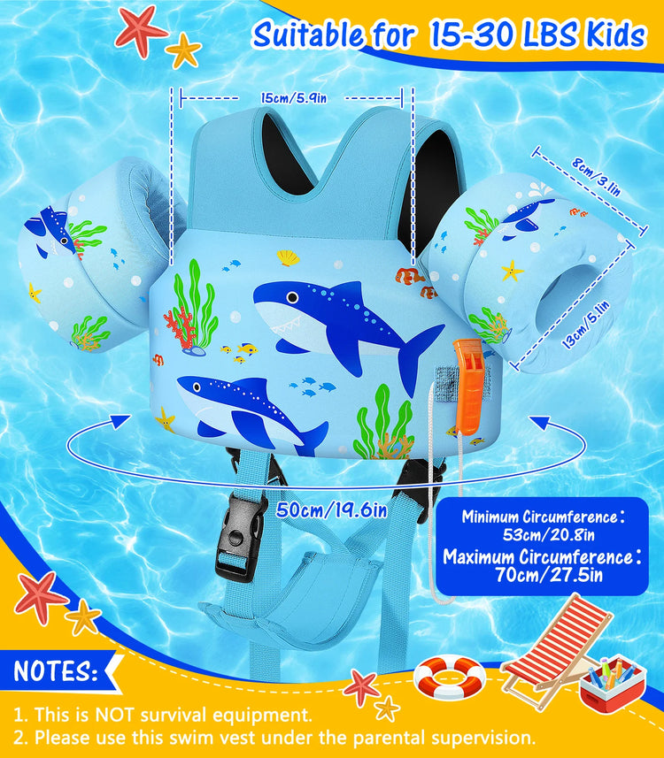 Gilet da bagno per bambini per bambini Floaties per braccioli da nuoto 15-70 libbre Ali d'acqua per nuoto in cartone animato con cinturino sul cavallo Gilet galleggianti per piscina per bambini