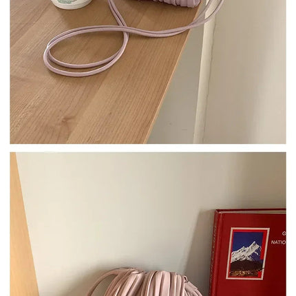 Summer Fashion New Crossbody Bag Women's PU Single Shoulder Mini Bag Luxury Versatile Pleated Casual Small Square Bag Handbags PlatiNum