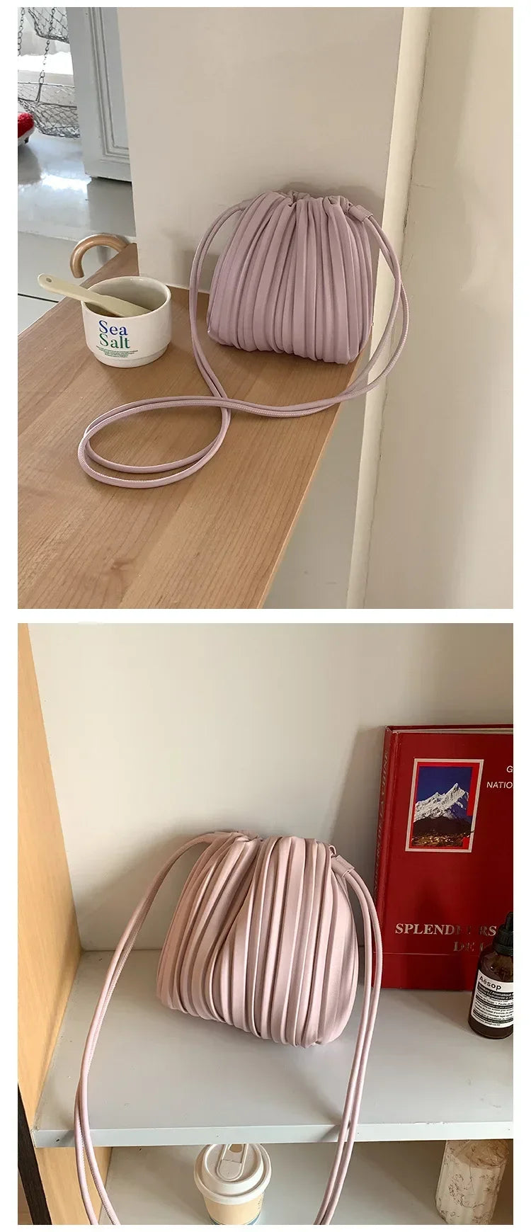 Summer Fashion New Crossbody Bag Women's PU Single Shoulder Mini Bag Luxury Versatile Pleated Casual Small Square Bag Handbags PlatiNum