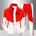 Men 2 Piece Tracksuit Fashion Milano Italia Print Stand Collar Full Zip Jacket Drawstring Jogger Suits Athletic Casual Outfit