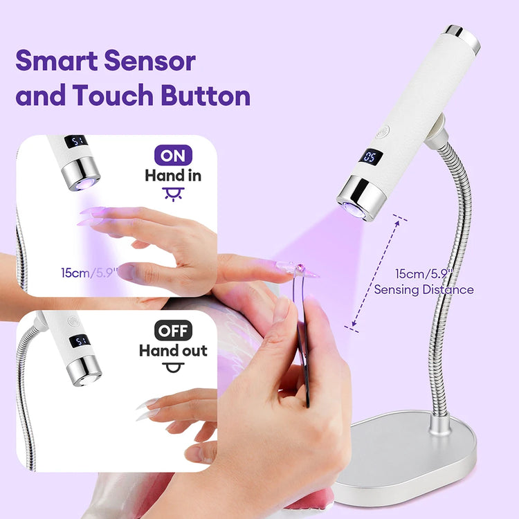 Wireless Mini UV LED Nail Lamp Rechargeable Handheld LED Nail Dryer Smart Sensor Gel Polish Curing Lamp for Manicure Tool Home Salon
