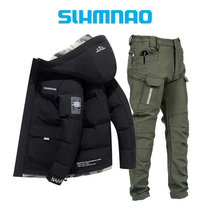 2025 Outdoor Warm Thick Jacket and Tactical Pants, Winter Windproof, Cold-resistant, Warm Fishing, Cycling, Skiing, Clothing 01
