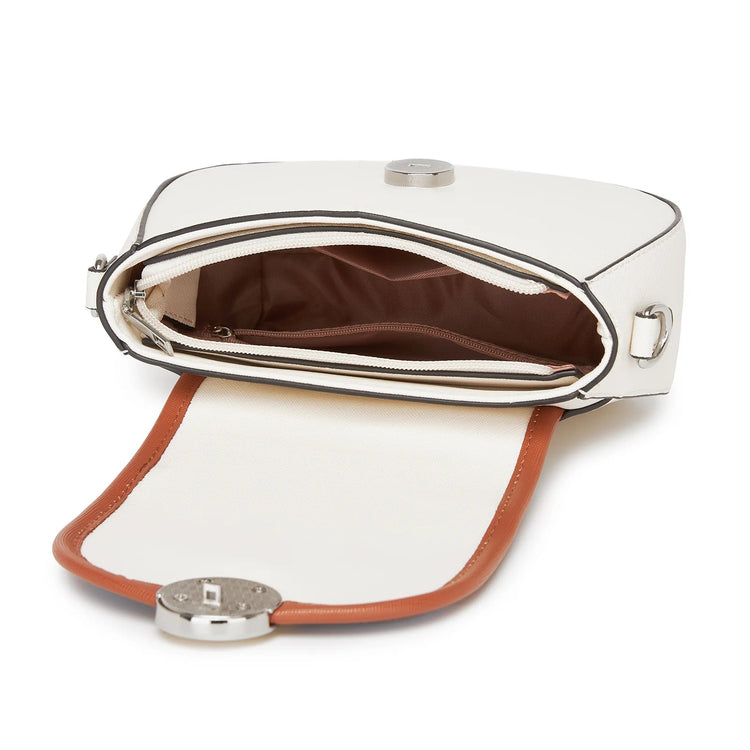 Miss Lulu Ethno-shoulder bag PU leather with Corduroy Detail & Adjustable Strap, Blue-Beige PlatiNum