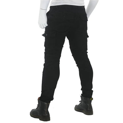 Men Denim Cargo Skinny Solid Pockets Pencil Pants Washed Ankle Length Jeans Vintage Moto Biker 2024 Summer Slim Fit Sheath PlatiNum