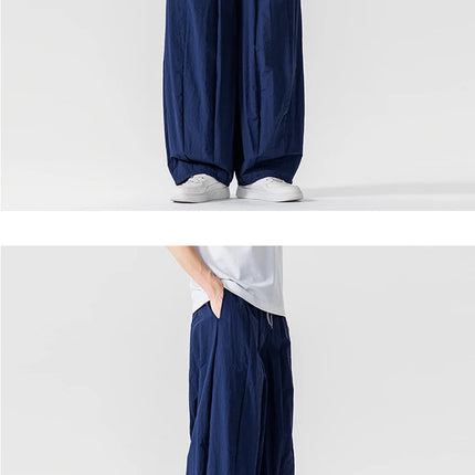 Pantaloni Uomo Nuova Estate Pantaloni larghi leggeri e sottili in vita elastica Sport all'aria aperta maschili Pantaloni larghi casual oversize da uomo Streetwear