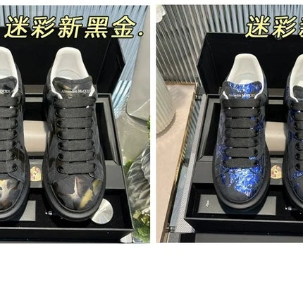 American European Fashion Casual Shoes Unisex White Platform Sneakers Man Sport Shoes In Printing Leather Women Heighten Loafers