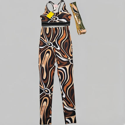 Nuovo Set Yoga da Donna 2026 con Fascia Marrone e Logo Firmato, Completo Sportivo da Donna di Marca Designer, Abbigliamento da Spiaggia platinumshop