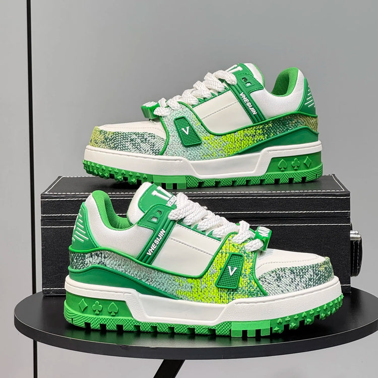 Autumn new trendy brand chubby shoes lace-up low-top casual thick-soled shoes