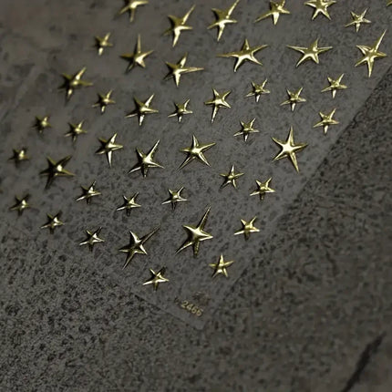 3D Bronzing Laser Silver Irregular Star Nail Decals Metallic Effect Silver Pentagram Nail Decals Adhesive Nail Art Star Stickers