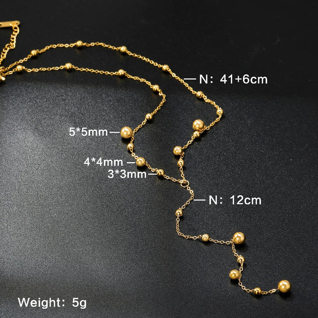 Collana con pendente color oro in acciaio inossidabile con sfera d'acciaio da donna, design minimalista e di fascia alta, con nappa, gioielli lunghi PlatiNum