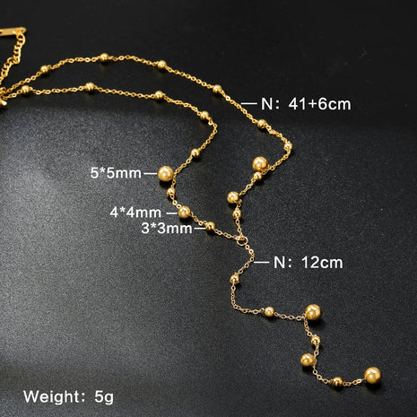 Collana con pendente color oro in acciaio inossidabile con sfera d'acciaio da donna, design minimalista e di fascia alta, con nappa, gioielli lunghi PlatiNum