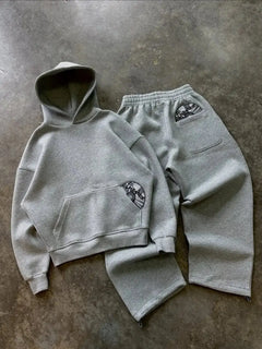 Street wear punk hip hop men suit Y2K new American gothic Harajuku embroidery design jumper oversized casual loose sports suit
