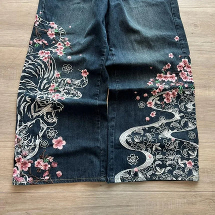 Nuovi Jeans Baggy Oversize con Ricamo a Motivo Tigre, Stile Y2K, Gotico, Harajuku, Hip Hop, Pantaloni Larghi Casual Femminili