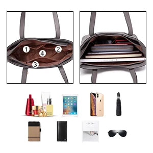 Borsa da donna Miss Lulu di medie dimensioni, elegante borsa a tracolla e borsa a mano, set shopper da 2 pezzi