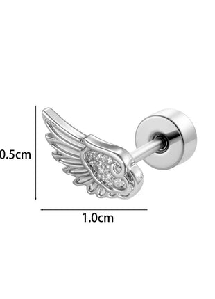 New Fashion Love Wings Cross Acciaio inossidabile Osso dell'orecchio Chiodo Zircone lucido Orecchino con filo alla moda per le donne Accessorio per piercing al corpo platinumshop