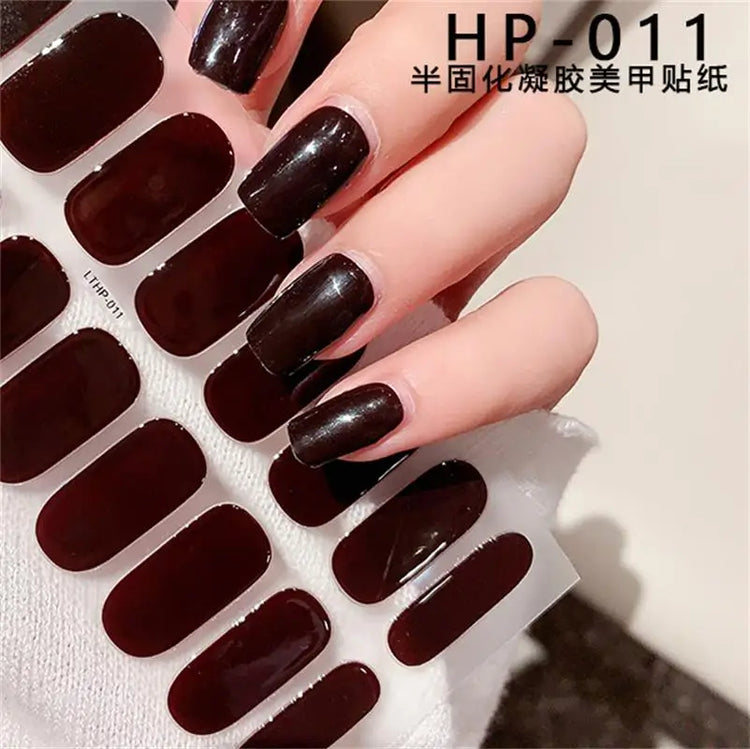 Semi Cured Wraps Fast Gel Nail Sticker Soild Nail Gel Wraps Adhesive Full Cover Gel Nail Decal UV Lamp Cured Manicure Decoration2028
