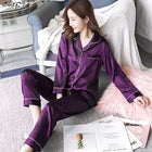 Pigiama da donna in raso di lusso Pj Set Colletto rovesciato Bottoni Top e pantaloni Indumenti da notte e pigiama per abiti estivi per la casa
