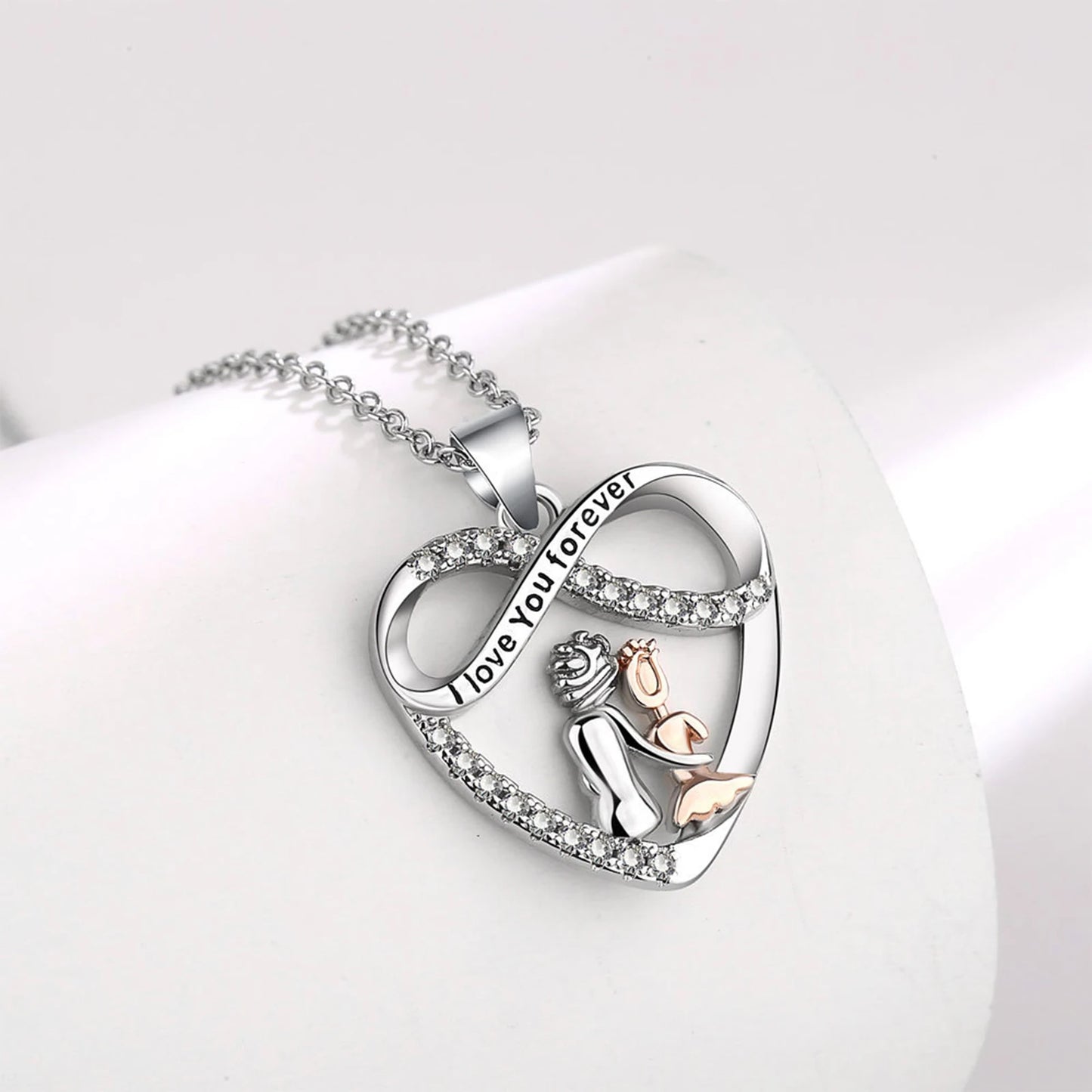 Collana con amore infinito per zia e nipote, zirconi intarsiati in rame, regalo di compleanno della presaglia, regalo di laurea, qualsiasi regalo di festa
