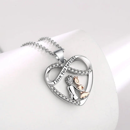 Collana con amore infinito per zia e nipote, zirconi intarsiati in rame, regalo di compleanno della presaglia, regalo di laurea, qualsiasi regalo di festa