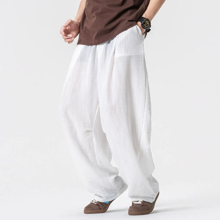 Pantaloni Leggeri e Sottili da Uomo, Traspiranti, Tinta Unita, Stile Harajuku, Gamba Larga, Casual, Oversize, Moda Harem, Streetwear Maschile