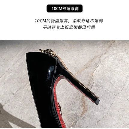 Scarpe da Donna di Lusso con Decorazioni Metalliche, Tacco Alto a Punta, Eleganti Scarpe Casual Francesi, Zapatos Mujer platinumshop
