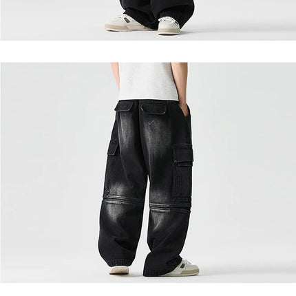 Pantaloni in denim Pantaloni casual alla moda stile americano da uomo Pantaloni larghi da uomo Hip Hop Jeans oversize Pantaloni in vita elastica da uomo