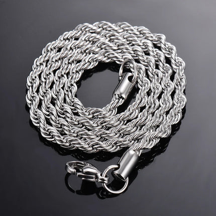 1 piece 925 sterling silver Width 2mm/3mm/4mm Rope Chain Necklace/Bracelet For Men Women Man Fashion Chain Necklace PlatiNum
