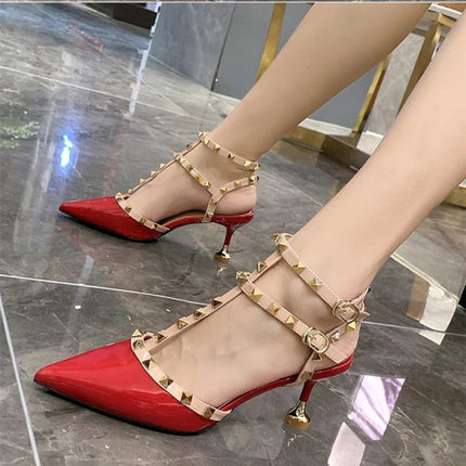 Tacchi alti da donna rossi a punta in rete platinumshop