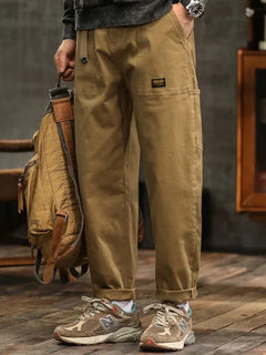 HIQOR Men's Loose Profile Pants American Vintage Trousers For Men High Waist Army Green Men's Casual Pants Cargo Trousers Male