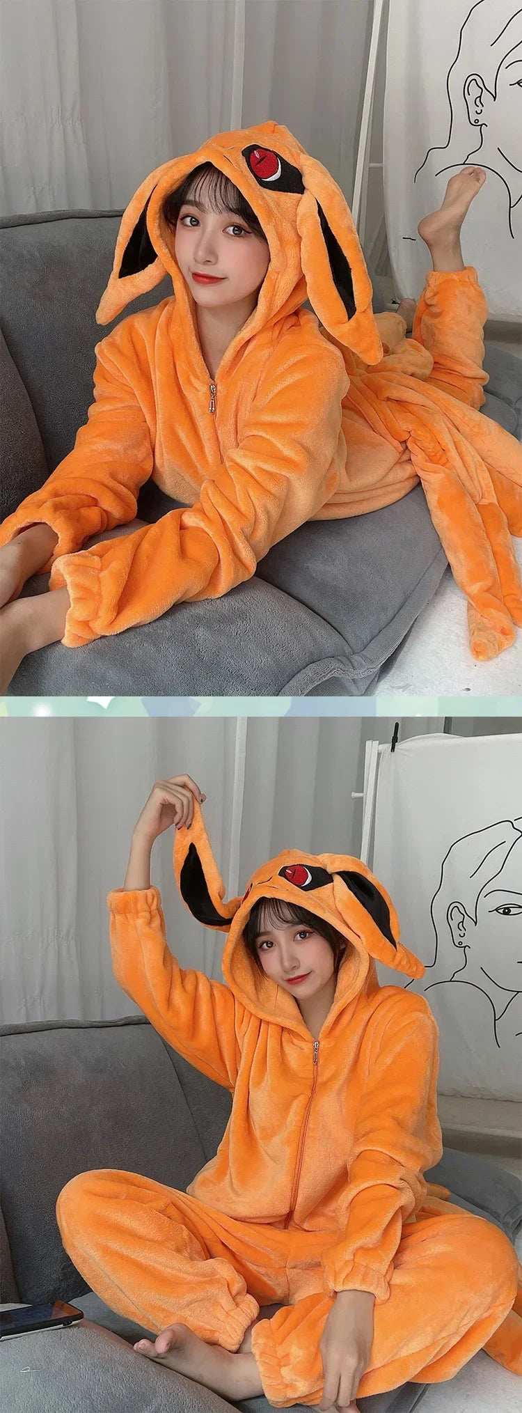 2025Anime Hokage Uzumaki Cosplay Kostuum voor volwassenen, Kurama Kyuubi Kigurumi Unisex Pyjama's, Glutnel Jumpsuit,