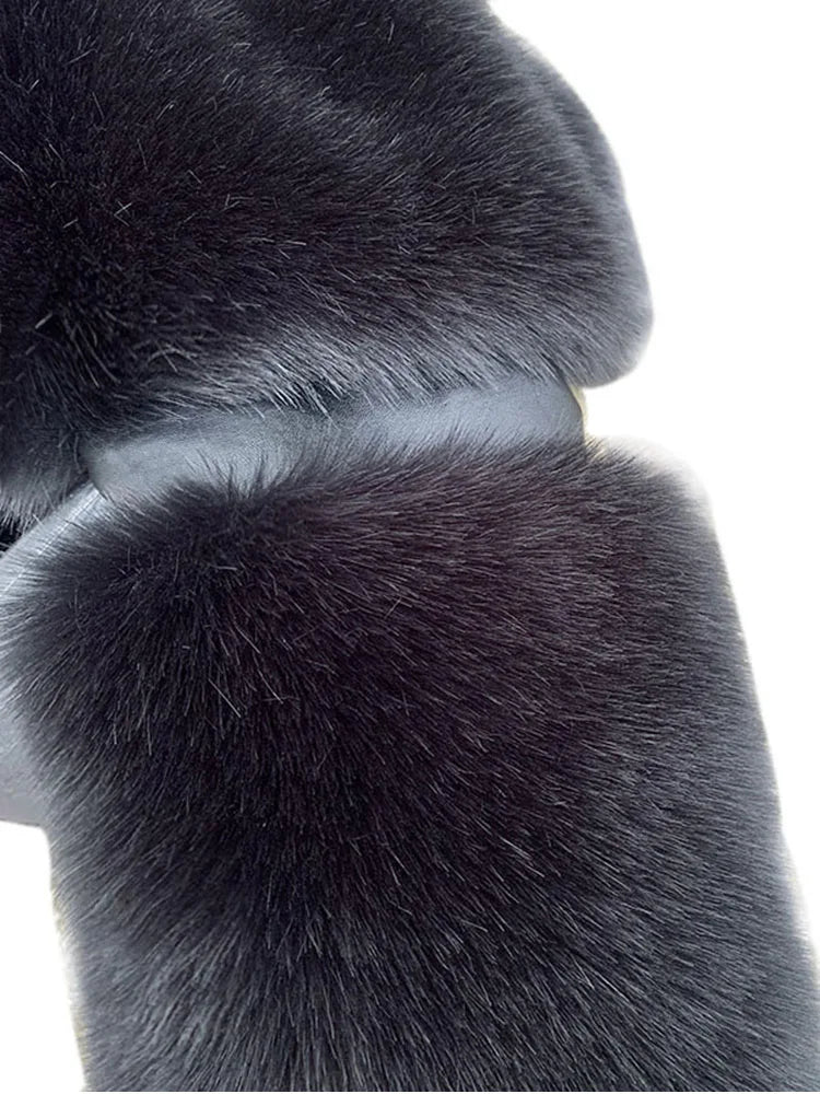 ZADORIN Winter Cropped Jacket Women Turn Down Collar Furry Faux Fox Fur Coat Woman Long Sleeve Thick Warm Fluffy Fur Jacket Tops