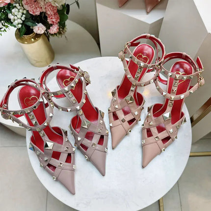 Nuovi Sandali con Tacco Alto e Borchie Primavera/Estate 2026, Sandali a Punta con Tacco Sottile, Scarpe Singole con Borchie platinumshop