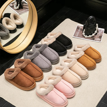 Women Fluffy Slippers for Autumn Winter Indoor EVA Thick Sole Anti-Slip Warm Unisex House Shoes