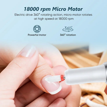Portable Professional Electric Manicure Nail Drill Polisher Pen, Equipped with Multi-functional Grinding Drill Bits, Efficient Tool for Nail Surface Sanding, Dead Skin Cuticle Removal and DIY Nail Art Creation