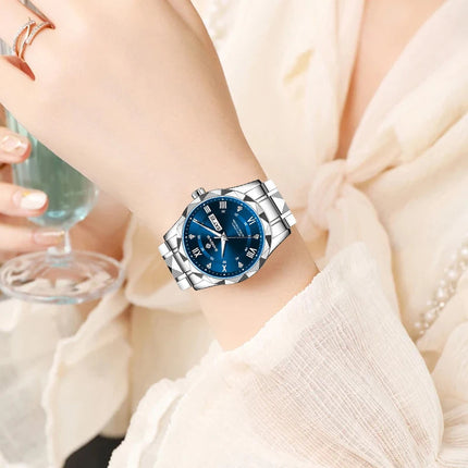 BANGWEI Orologio da donna Orologio di moda classico elegante di lussoBusiness Casual Data Orologi da donna al quarzo luminoso impermeabile in acciaio inossidabile platinumshop