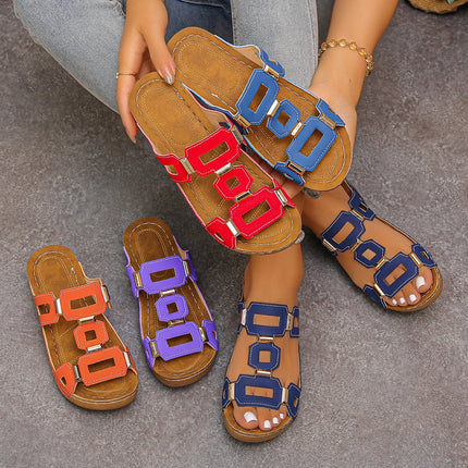 Women's Roman Style Large Size Sandals Beach Open Toe Slippers Summer Wedges Comfortable Outdoor Slip-on Shoes for Women