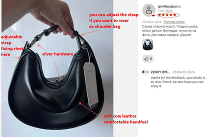 Zency Borsa da donna in vera pelle premium Borsa hobo di lusso Borsa a tracolla moda di grande capacità per moglie amante ragazza regalo Sac