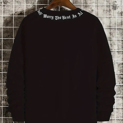 The New Men's Round-Neck Hoodie for Spring and Autumn 2025 Features a Casual and Comfortable 3D Letter Print on the Street