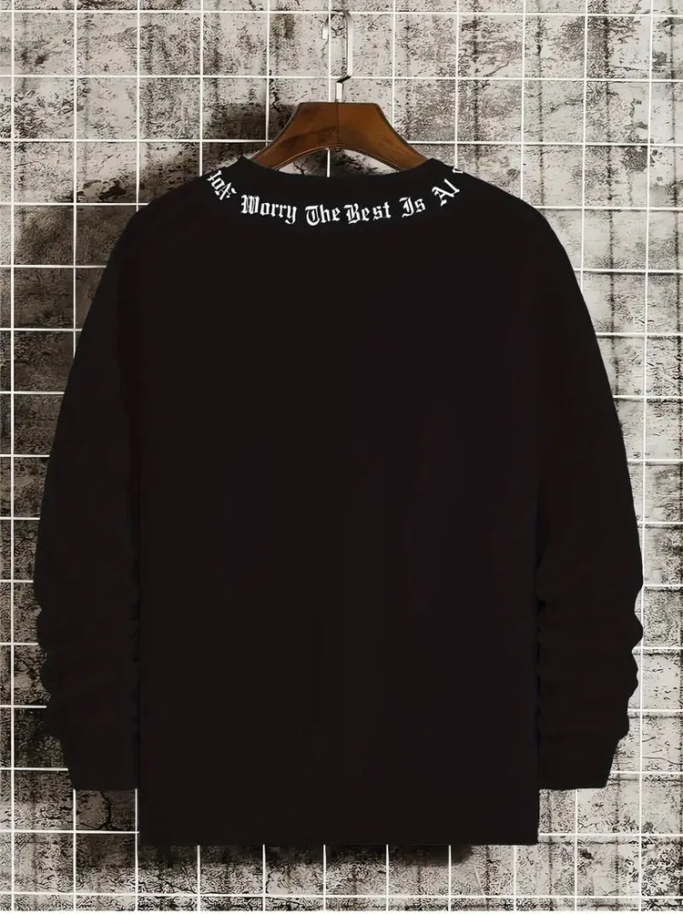 The New Men's Round-Neck Hoodie for Spring and Autumn 2025 Features a Casual and Comfortable 3D Letter Print on the Street