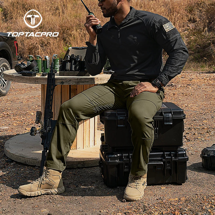 TOPTACPRO Men's Flex Ripstop Water-Resistant Lightweight Stretch Cargo Trousers for EDC Outdoor Work Hiking 8201