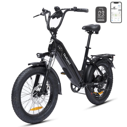 Bicicletta Elettrica Fat Tire Commuter Bodywel F20 500W 48V 15Ah con Autonomia 60-80KM, Pneumatici Fat 20"x3.0", 7 Velocità e Sospensione Anteriore per Adulti Urbani