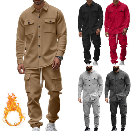 Outdoor Tactical Hunting Jacket for Men, American Heavy Heavy Men's Overalls, lined with Sports Pants, Shirt, 2 Sets PlatiNum