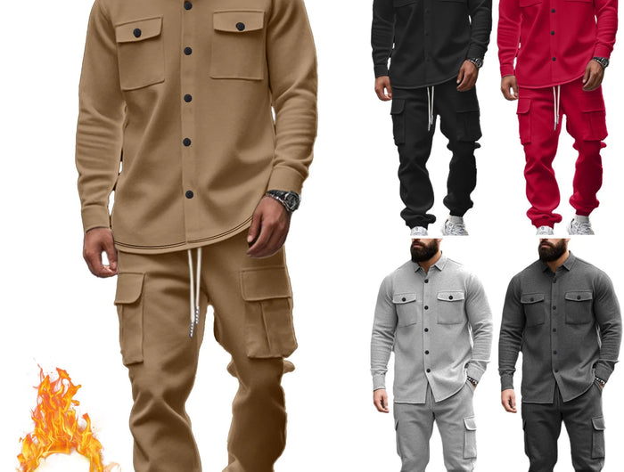 Outdoor Tactical Hunting Jacket for Men, American Heavy Heavy Men's Overalls, lined with Sports Pants, Shirt, 2 Sets PlatiNum