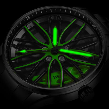 Orologio da Uomo LIGE di Lusso al Quarzo, Sportivo, Impermeabile, in Acciaio Inossidabile, Luminoso, con Quadrante a Forma di Ruota d'Auto, Elegante Orologio da Uomo per Affari platinumshop