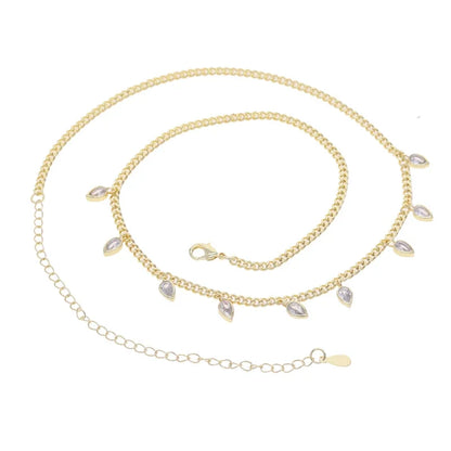 5A Goccia Cubic Zirconia CZ Collana a spina di pesce per le donne Catena color oro Girocollo Gioielli di moda con maglie a catena a serpente geometrico