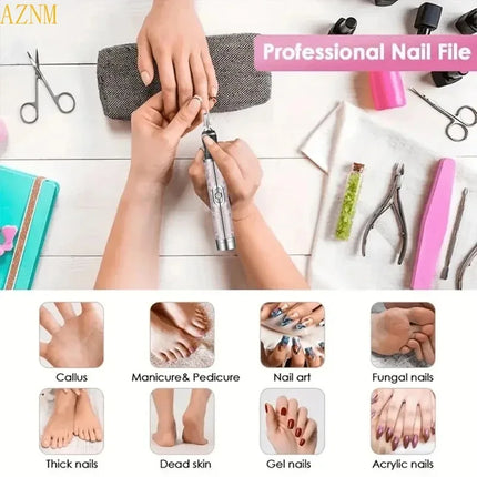 Electric Nail Drill Machine Rechargeable 500mAh Portable Nail File Kit 4 Speed Adjustable Manicure Tool for Nail Polishing Gel Removal Salon Beauty Care